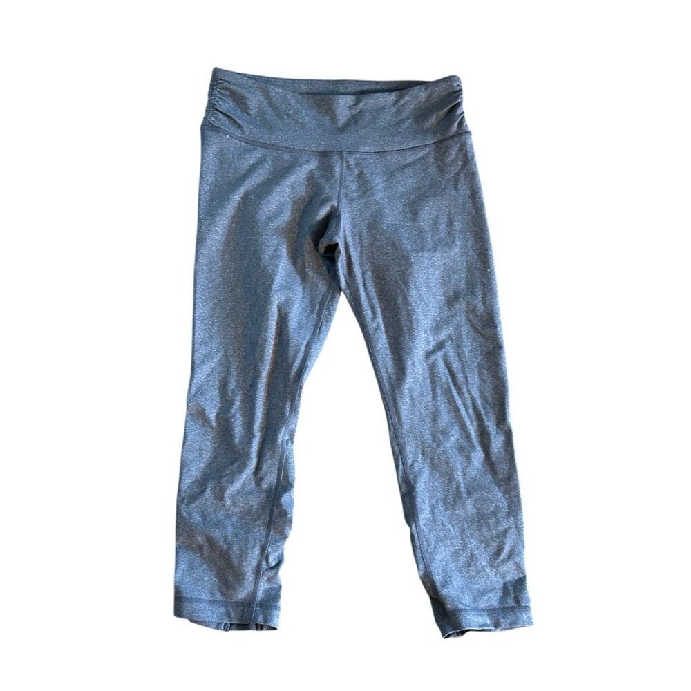 Lululemon Crop Leggings‎ Women Size 8 Gray Ruched Zipper Back Bottom Lulu